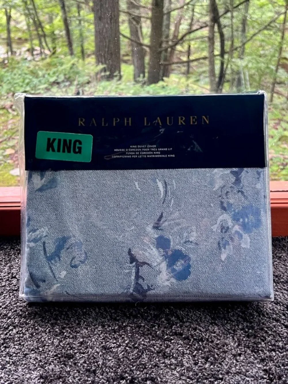 Brand New Ralph Lauren Indigo Montauk Floral King Duvet Cover 100% Cotton